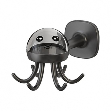 Sub 99 Lei - Suport Cuier pentru Perete, Flippy, Model Caracatita, Adeziv, 10 x 8.5 cm, 6 Brate, Gri