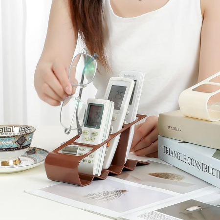 Suport de Birou, Flippy, din Plastic, pentru Telecomenzi, Telefoane, 18 x 7 x 9 cm, Maro [3]