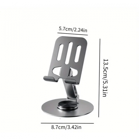 Suport de Birou pentru Telefon sau Tableta, Flippy, din Metal, Pliabil, 5.7 x 13.5 x 8.7 cm, Universal, Gri Metalic [1]