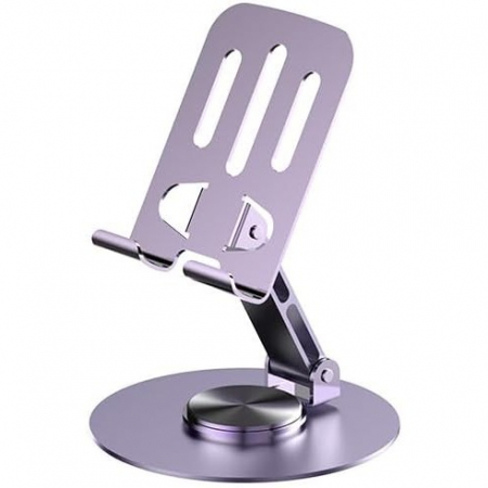 Suport de Birou pentru Telefon sau Tableta, Flippy, din Metal, Pliabil, 5.7 x 13.5 x 8.7 cm, Universal, Mov [3]