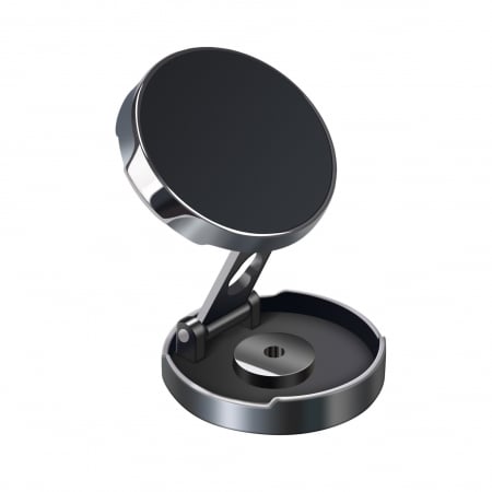 GSM - Suport de Telefon, Flippy, cu Adeziv, din ABS si Magnet, Pliabil, Diametru 4.4 cm, Universal, Negru