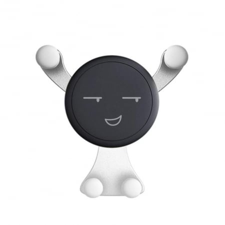 Suport de Telefon, Flippy, pentru Ventilatie, din ABS si Silicon, 11 x 10 x 4 cm, pentru Telefon 4.0 - 6.0 inch, Model Smiley Face, Argintiu [0]