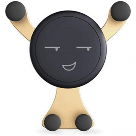 Suport de Telefon, Flippy, pentru Ventilatie, din ABS si Silicon, 11 x 10 x 4 cm, pentru Telefon 4.0 - 6.0 inch, Model Smiley Face, Auriu [2]