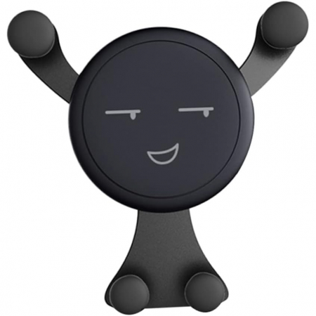 Suport de Telefon, Flippy, pentru Ventilatie, din ABS si Silicon, 11 x 10 x 4 cm, pentru Telefon 4.0 - 6.0 inch, Model Smiley Face, Negru [3]