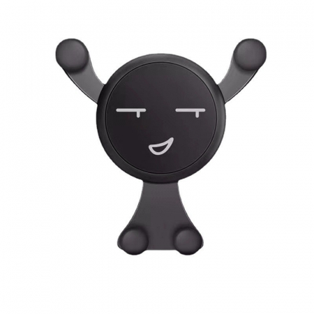 Suporti auto - Suport de Telefon, Flippy, pentru Ventilatie, din ABS si Silicon, 11 x 10 x 4 cm, pentru Telefon 4.0 - 6.0 inch, Model Smiley Face, Negru