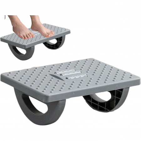 Suport Ergonimic pentru Picioare, Flippy, Plastic, cu Role de Masaj pentru Talpi, pentru Birou, Usor de Transportat, Detasabil, 33.5x24x12 cm, Gri [2]
