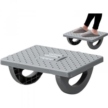 Suport Ergonimic pentru Picioare, Flippy, Plastic, cu Role de Masaj pentru Talpi, pentru Birou, Usor de Transportat, Detasabil, 33.5x24x12 cm, Gri [5]