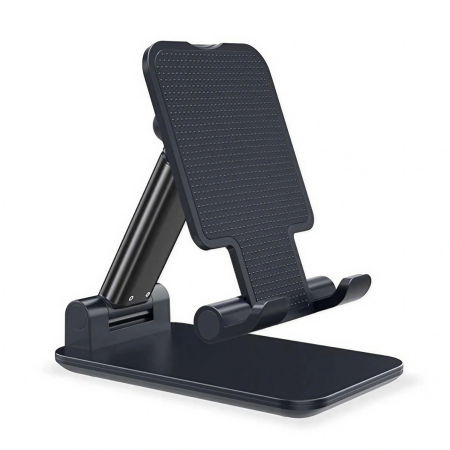 GSM - Suport extensibil de birou, Flippy, cu brat telescopic, pentru smartphone sau tableta, pliabil, Universal, Negru