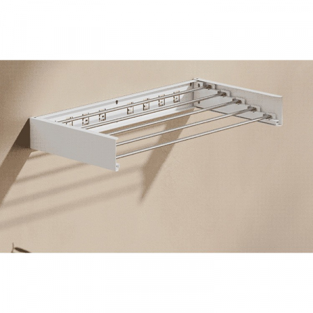 Suport Haine, Flippy, Depozitare si Uscare Rufe, din Aluminiu, Pliabil, Impermeabil, Montare prin Perforare, 80 cm, Alb [5]