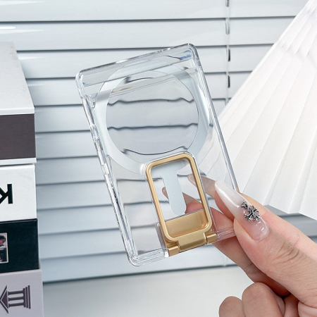 GSM - Suport Magsafe Magnetic pentru Telefon, Flippy, Suport pentru Card, Pc Transparent Auriu