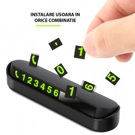 Suport numar telefon Flippy, afisaj parcare numar telefon/parcare temporara, Negru [3]