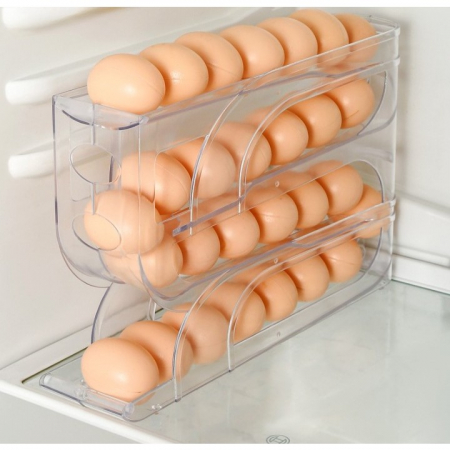 Suport Organizator pentru Oua, Flippy, pentru Frigiderul, Patru straturi,  32x20x7 cm, Transparent [2]