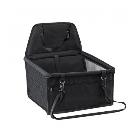 Accesorii pentru animale - Scaun Auto pentru Animalele de Companie, Flippy, Cos Auto pentru Animale, cu Prindere de Scaun si Centura de Siguranta, 41 x 34 x 28 cm, Negru