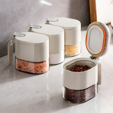 Suport pentru Depozitare Condimente, Ulei, Otet, Flippy, Montare pe Perete din 9 Piese, Uz Casnic, pentru Bucatarie, 24 x 21.9 x 31.5cm, Alb [7]