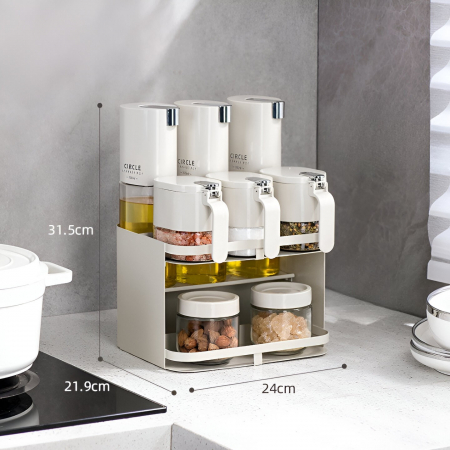 Suport pentru Depozitare Condimente, Ulei, Otet, Flippy, Montare pe Perete din 9 Piese, Uz Casnic, pentru Bucatarie, 24 x 21.9 x 31.5cm, Alb [1]