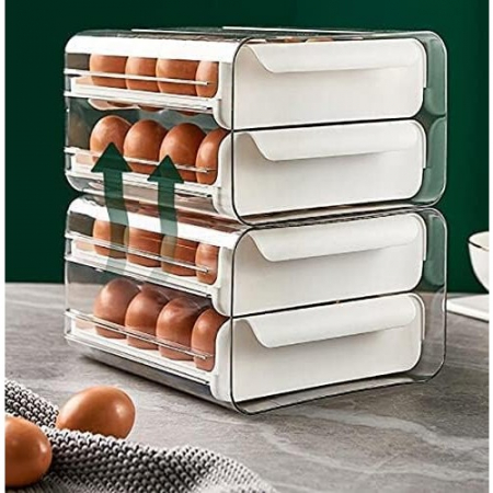 Suport pentru Oua, Flippy, Strat Dublu, Capacitate 32 de Oua, 23.5x21.5 cm, din Plastic, Alb [3]