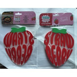Pahare / Sticle cu Pai / Cani termos - Suport pentru Pahar, Flippy, Model Capsuna, PVC, Dimensiuni 15.5x15.5 cm, Roz