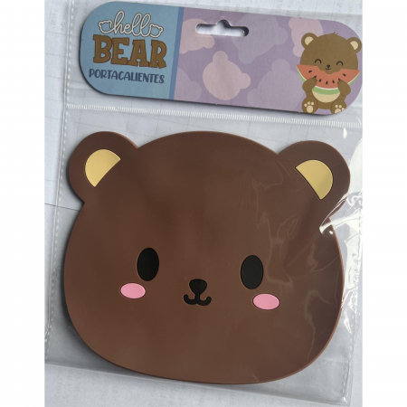 Pahare / Sticle cu Pai / Cani termos - Suport pentru Pahar, Flippy, Model Urs, PVC, Dimensiuni 15.5x15.5 cm, Maro