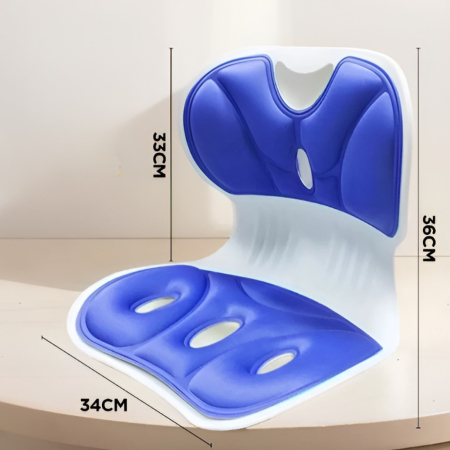 Suport pentru Scaun, Flippy, pentru Corectarea Posturii, Portabil, Ergonomic, Ameliorare Durere, Respirabil, 36x34x33 cm, Marime L, Albastru [1]