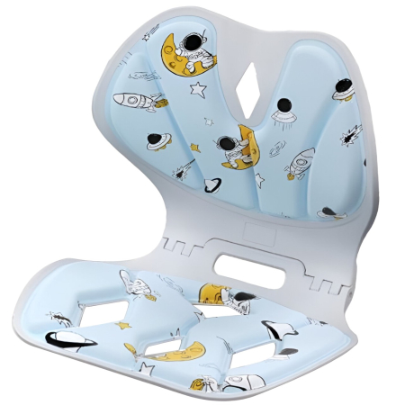 Sub 99 Lei - Suport pentru Scaun, Flippy, pentru Corectarea Posturii, Portabil, Pliabil, Ergonomic, Ameliorare Durere, Respirabil, 35x32x30 cm, Marime L, Model Rachete, Albastru