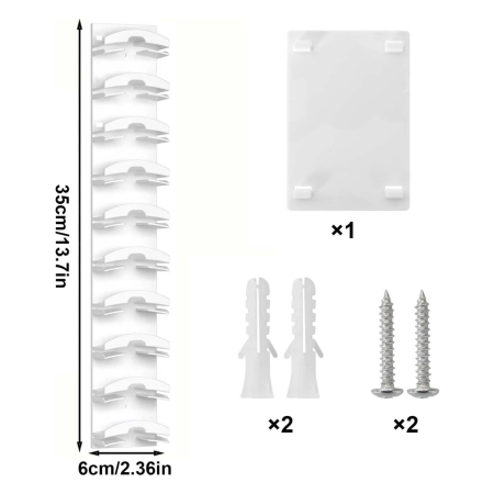 Suport pentru Sepci, Flippy, pentru Perete, Organizator pentru 10 Palarii, Constructie Verticala, Montaj cu Banda Adeziva sau Suruburi, Economisire Spatiu, 35.5 x 6 x 3.3 cm, Alb [2]