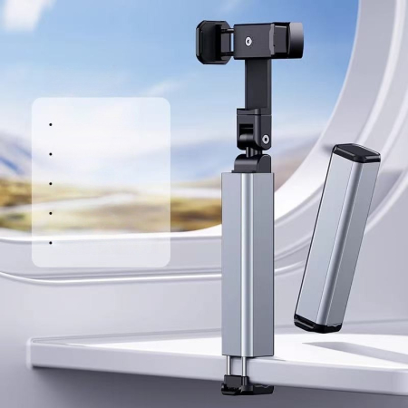 GSM - Suport pentru Telefon Mobil, Flippy, pentru Calatorie, Pliabil, Portabil, Rotativ, Telescopic, Negru/Gri