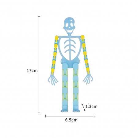 Suport pentru telefon mobil, jucarie de decompresie pentru adulti, tip schelet luminos de Halloween, albastru, lungime 17 cm [3]