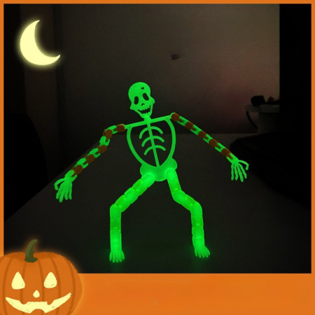 Suport pentru telefon mobil, jucarie de decompresie pentru adulti, tip schelet luminos de Halloween, albastru, lungime 17 cm [5]