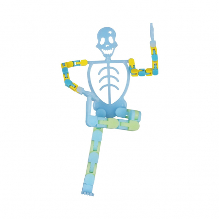 Suport pentru telefon mobil, jucarie de decompresie pentru adulti, tip schelet luminos de Halloween, albastru, lungime 17 cm [1]
