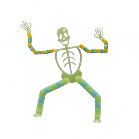 Suport pentru telefon mobil, jucarie de decompresie pentru adulti, tip schelet luminos de Halloween, verde, lungime 17 cm [5]