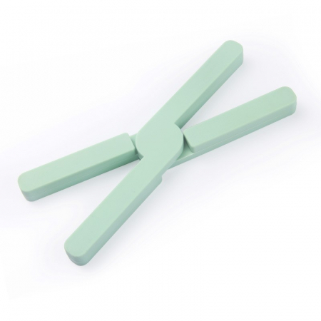 Ustensile de bucatarie - Suport pliabil din silicon pentru vase fierbinti Flippy, portabil, usor de depozitat, rezistent la temperaturi foarte ridicate, 14.5 x 7.5 x 1.6 cm, antialunecare, verde