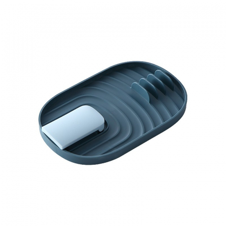 Bucatarie si electrocasnice - Suport Pliabil, Flippy, pentru Capace, Linguri, Multifunctional, Plasare pe Blatul de Bucatarie, 11.5 x 18 x 2.2 cm, Albastru inchis