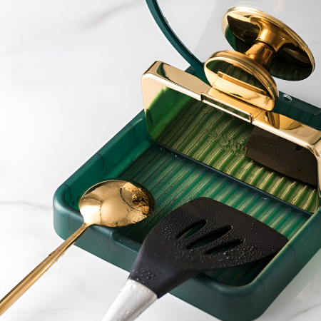 Suport Pliabil, Flippy, pentru Capace, Linguri, Multifunctional, Plasare pe Blatul de Bucatarie, 18.9x16.2x2.6 cm, Verde [10]