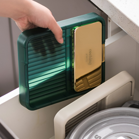 Suport Pliabil, Flippy, pentru Capace, Linguri, Multifunctional, Plasare pe Blatul de Bucatarie, 18.9x16.2x2.6 cm, Verde [2]