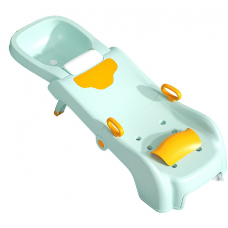 Ingrijire personala si Cosmetice - Suport Pliabil pentru Spalat Parul Flippy, Pentru Copii, cu Scurgere, cu Picioare Antialunecare, Material Polipropilena, Suport Cap Reglabil, cu Manere, 110 x 35 x 21 cm, Verde