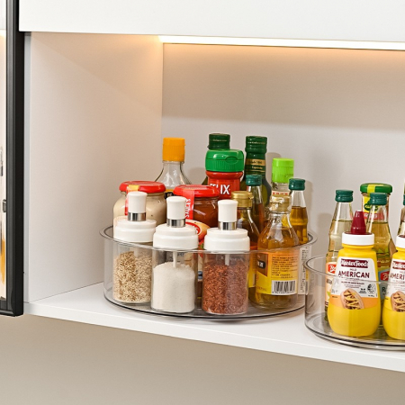 Suport Rotativ pentru Condimente, Flippy, Multifunctional, Rotund, 360 de Grade, pentru Bucatarie, Plastic, 30.5x30.5x10 cm, Transparent [1]