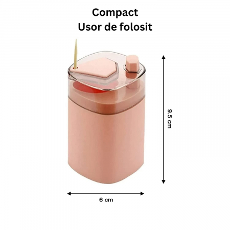Suport Scobitori, Flippy, Automat, cu Buton si Capac, din PP, 9.5x6 cm, Roz [2]