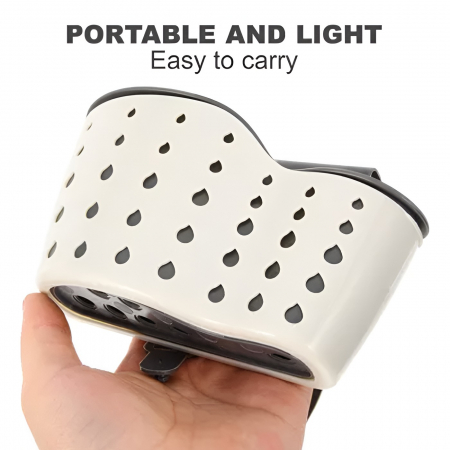 Suport Scurgere pentru Burete si Laveta de Vase Bucatarie, Flippy, Bej, Curea Reglabila, Plastic Flexibil, 15x 5x 20cm [1]