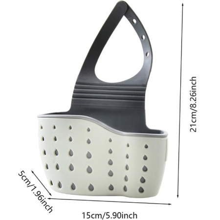 Suport Scurgere pentru Burete si Laveta de Vase Bucatarie, Flippy, Verde, Curea Reglabila, Plastic Flexibil, 15x 5x 21cm [1]