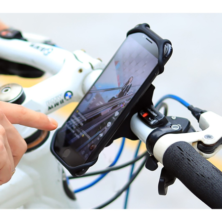 Suport Telefon pentru Bicicleta, Motocicleta, Trotineta, din Silicon 4-7 inch, Negru [3]