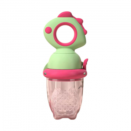 Jucarii, Copii & Bebe - Suzeta pentru Fructe, Flippy, pentru Bebelusi, din Silicon Alimentar, +4 Luni, 2 mm Grosime Gauri Tetina, 12.4 x 5.1 x 4.7 cm, Verde/Fucsia