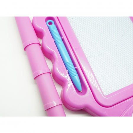 Tabla Magnetica pentru desen Flippy, Pix, forma dreptunghi, dimensiuni 23x17 cm, Dezvolta Creativitatea, cu picioare suport, Roz [2]