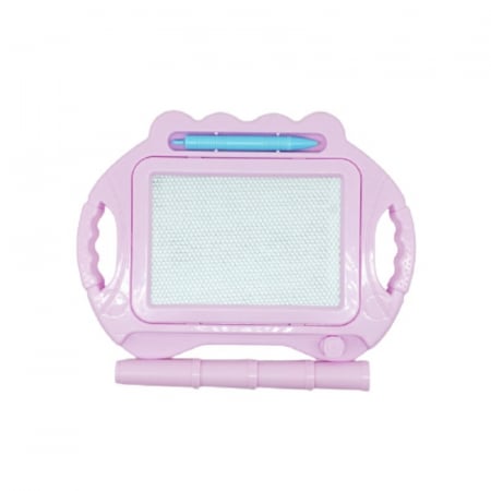 Jucarii, Copii & Bebe - Tabla Magnetica pentru desen Flippy, Pix, forma dreptunghi, dimensiuni 23x17 cm, Dezvolta Creativitatea, cu picioare suport, Roz Pal