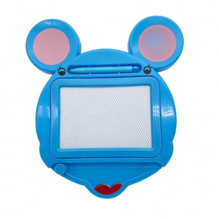 Jucarii, Copii & Bebe - Tabla Magnetica pentru desen Flippy, Pix, forma Soricel, dimensiuni 23x26.5 cm, Dezvolta Creativitatea, Albastru