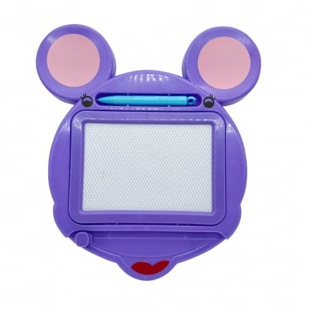 Jucarii, Copii & Bebe - Tabla Magnetica pentru desen Flippy, Pix, forma Soricel, dimensiuni 23x26.5 cm, Dezvolta Creativitatea, Mov