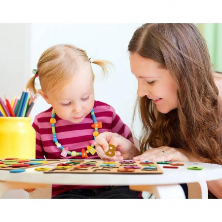 Tabla Montessori, Flippy, din Lemn, Educatie Timpurie Alfabet, 26 Litere Lemn, +18 Luni, 20 x 20 cm, Vopsea pe Baza de Apa, Multicolor [3]