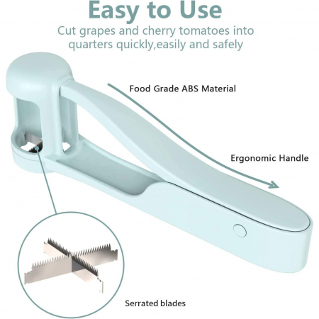 Taietor de Struguri Manual, Flippy, Usor de Curatat si Folosit, Plastic si Otel, Albastru Deschis, 16.5x5.5 cm [2]