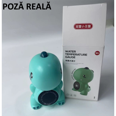 Termometru Electronic LED pentru Baie, Plutitor, Rezistent la apă, IPX7, Multifunctional, 3 Trepte de Temperatura, Model Dinozaur, 12x7cm, Verde [6]