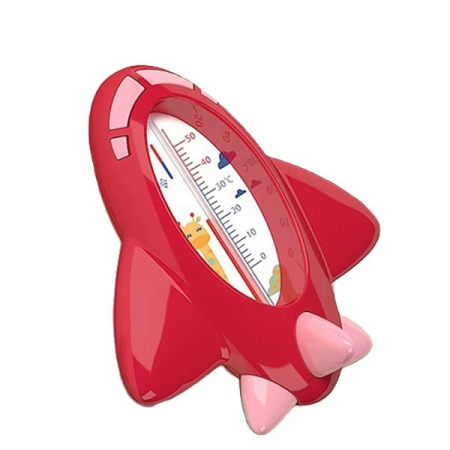 Jucarii, Copii & Bebe - Termometru pentru Baie, Flippy, Plutitor, Rezistent la apa, Multifunctional, Model Avion, 11x10x4 cm, Rosu