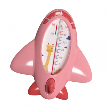 Jucarii, Copii & Bebe - Termometru pentru Baie, Flippy, Plutitor, Rezistent la apa, Multifunctional, Model Avion, 11x10x4 cm, Roz